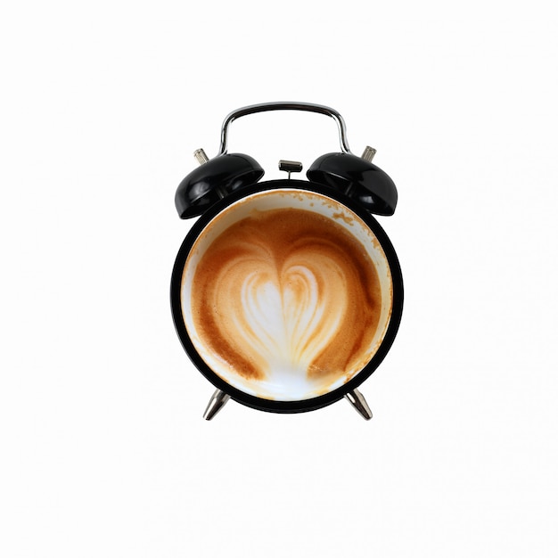 Coffee Late art y reloj despertador negro