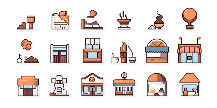 Foto coffee-shop-icon-vektor-set, weißer, sauberer hintergrund