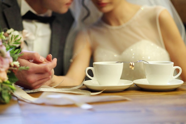 Coffee time de los novios Coffee breakDe la mano