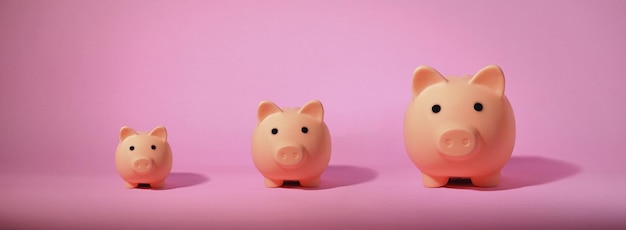 Cofrinho isolado no fundo rosa Economizando o conceito de dinheiro