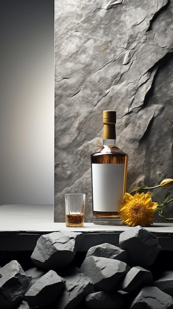 cognac y whisky en la mesa