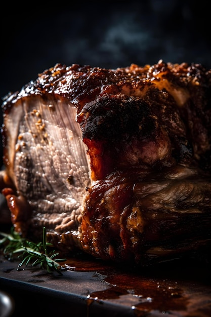 Cogote de cerdo entero asado guisado al vino con verduras