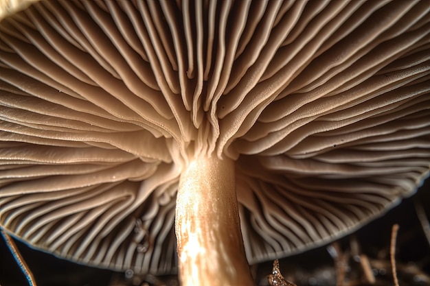 Cogumelo Boletus abstrato Grande fungo com placas de cogumelo feche a imagem IA gerada