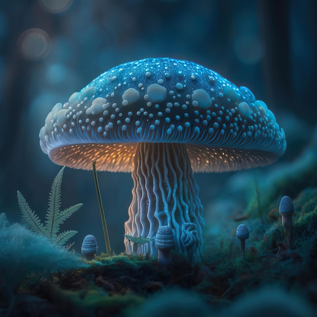 Foto cogumelo bonito com detalhes em uma ilustração da floresta