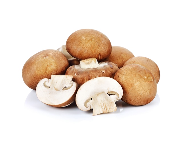 Cogumelo champignon marrom e folhas de alecrim