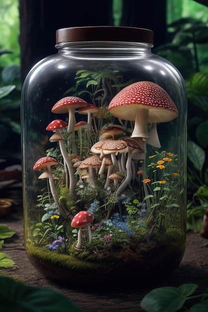 Cogumelo mágico na floresta
