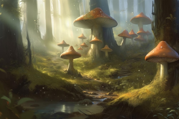 Cogumelo na floresta mágica Gerar Ai