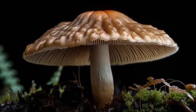 Cogumelo viscoso de cogumelo comestível na natureza gerado por IA
