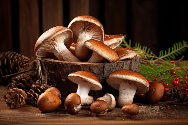 Cogumelos Cep de Outono em Madeira