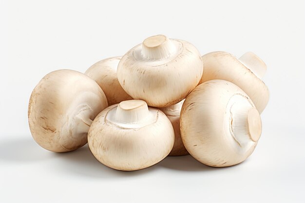 Cogumelos Champignon isolados em fundo branco Fotografia de estúdio de perto