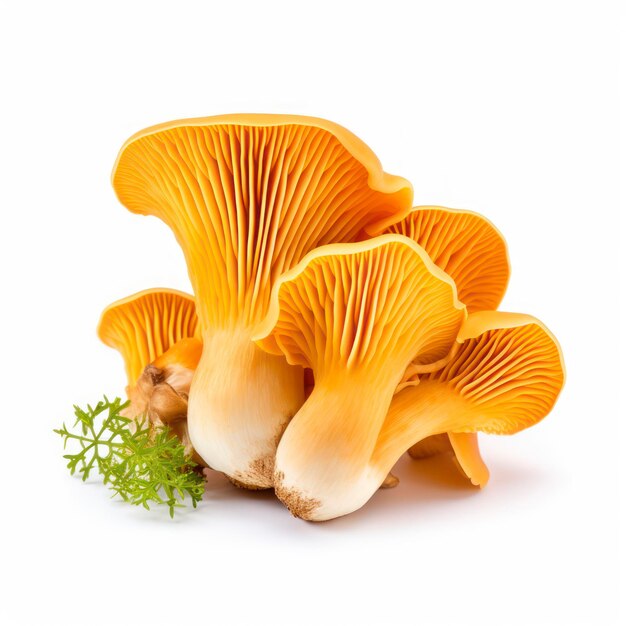 Cogumelos Chanterelle isolados sobre um fundo branco