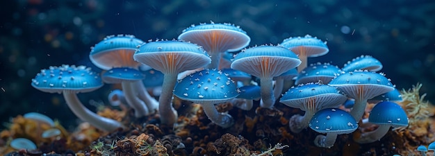 cogumelos de ostra azul cultivados numa quinta dedicada ao cultivo de fungos