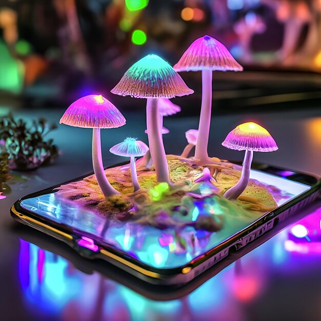 Cogumelos de uma tela de smartphone