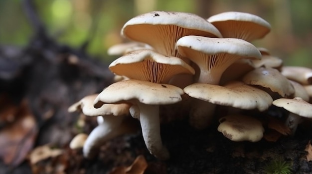 Cogumelos em um tronco na floresta