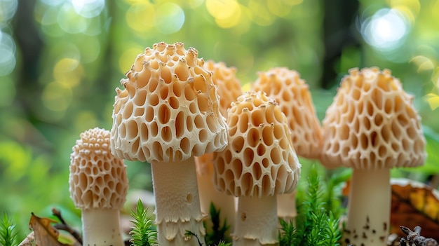 cogumelos estão crescendo em um tronco de árvore na floresta