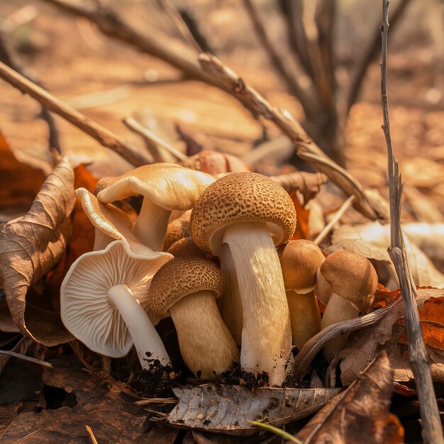 cogumelos florestais secos comestíveis