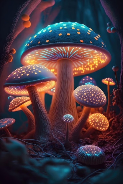 Cogumelos na floresta da fantasia