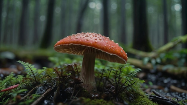 cogumelos no meio de uma floresta úmida