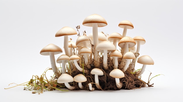 Cogumelos sobre um fundo branco