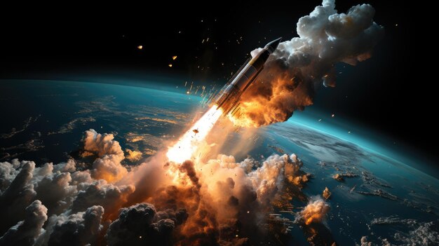 Un cohete estalla en órbita después de ser disparado contra el sistema de defensa aérea nocturna exposición más larga NASA p