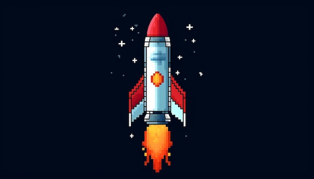 El cohete de estilo pixel