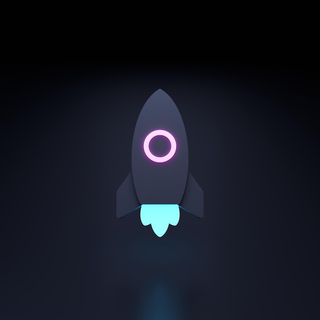 cohete, icono, 3d, render, ilustración