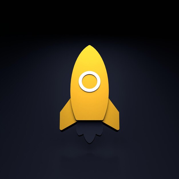 cohete, icono, 3d, render, ilustración