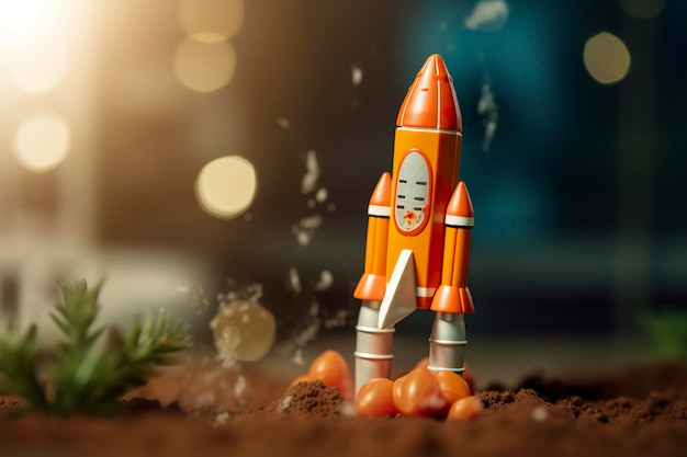 El cohete de juguete despega el concepto de éxito comercial y financiero AI Generative