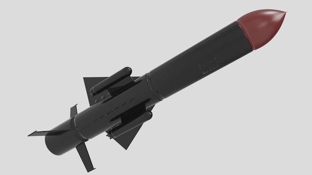 Cohete misil guerra conflicto munición ojiva nuclear militar arma nuke 3d ilustración nave espacial