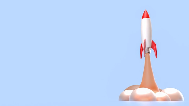 El cohete para negocios o el concepto de puesta en marcha renderización 3D