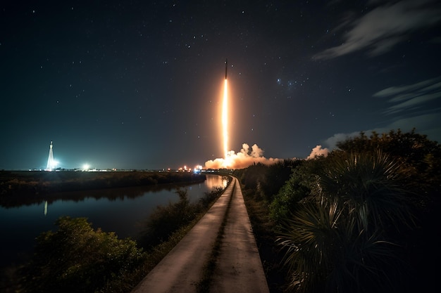 Un cohete con las palabras spacex en él