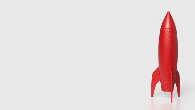 El cohete rojo en fondo blanco 3d RenderingxA