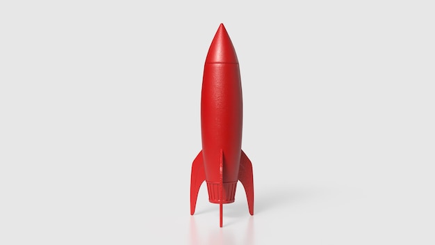 El cohete rojo en fondo blanco 3d RenderingxA