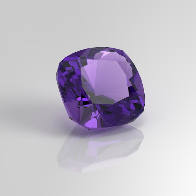 Cojín de piedras preciosas amatista cuadrado 3D render