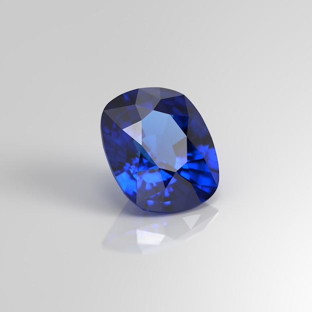 Cojín de piedras preciosas de zafiro azul 3D render