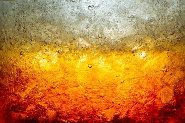 Cola con fondo de comida de hielo Elemento de diseño de primer plano de cola Cerveza burbujas macro