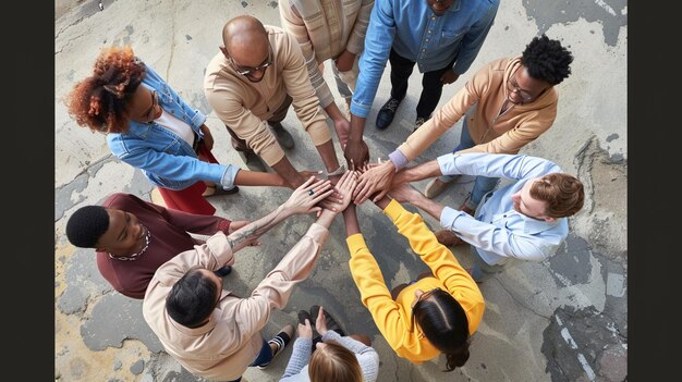 Foto colaboração em equipa inclusiva