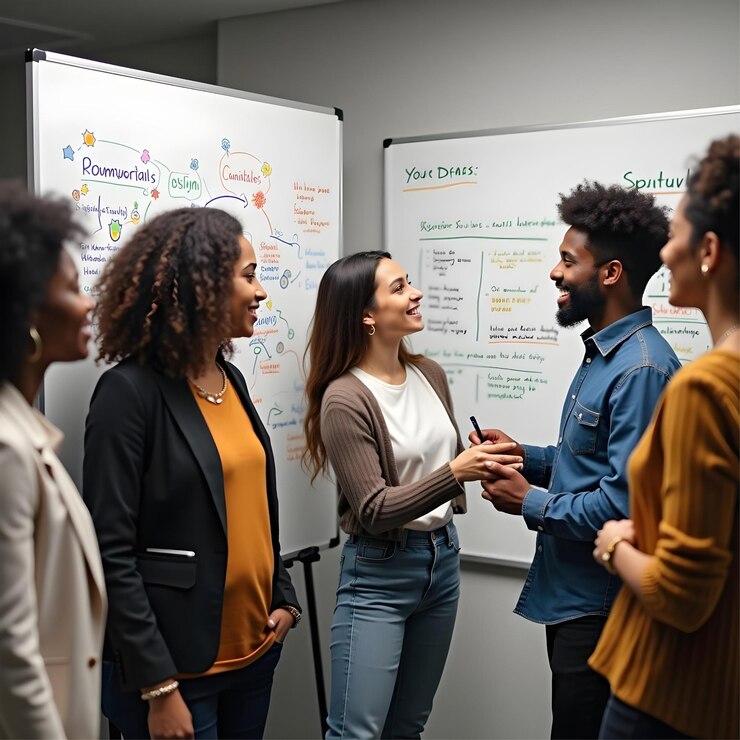 Colaboración en equipo en la estrategia empresarial en Whiteboard