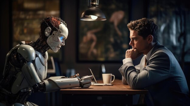 Colaboración de robots humanos con IA.