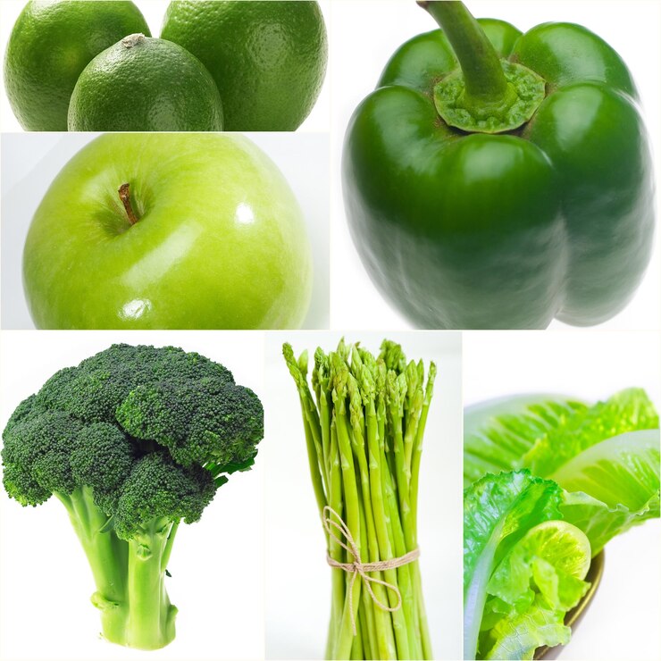 Foto colage de alimentos verdes