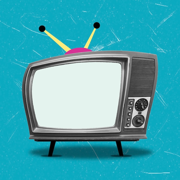 Colage de arte moderno con el surrealismo de la imagen de la televisión