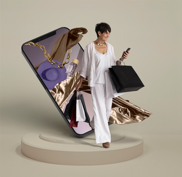 Colage de compras de moda en línea