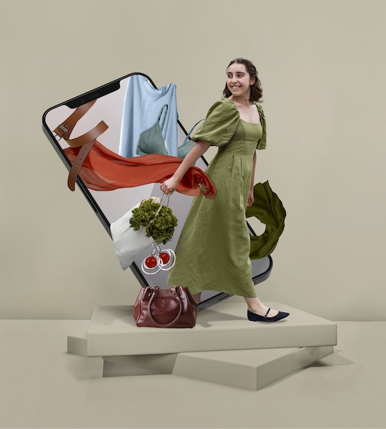 Colage de compras de moda en línea