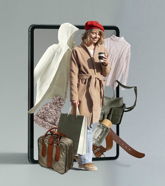 Colage de compras de moda en línea
