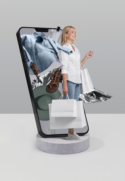 Colage de compras de moda en línea