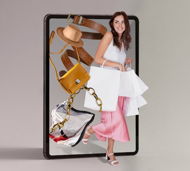 Colage de compras de moda en línea