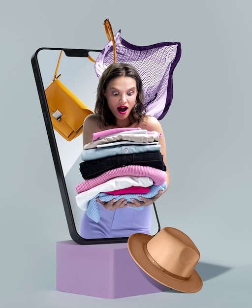 Colage de compras de moda en línea