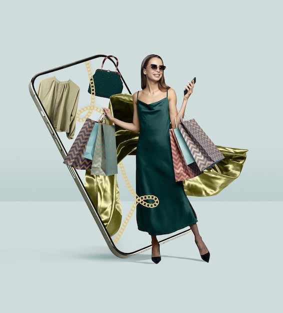 Colage de compras de moda en línea