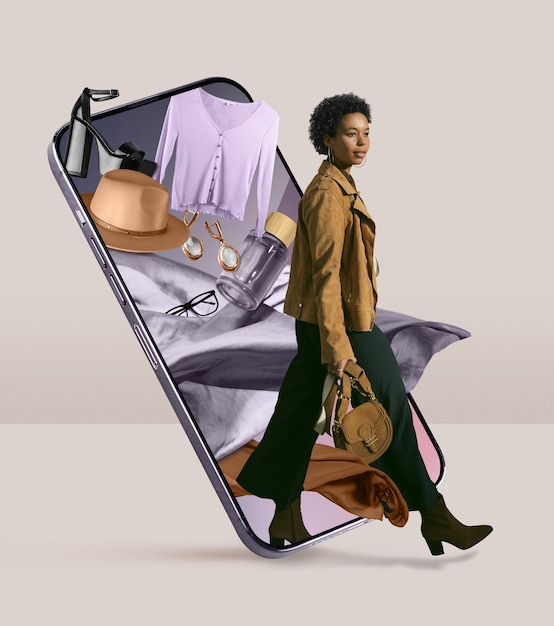 Colage de compras de moda en línea