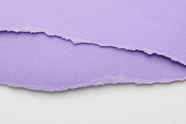 Colagem artística de pedaços de papel rasgado com bordas rasgadas Coleção de notas adesivas lilás cores brancas pedaços de páginas de caderno Fundo abstrato
